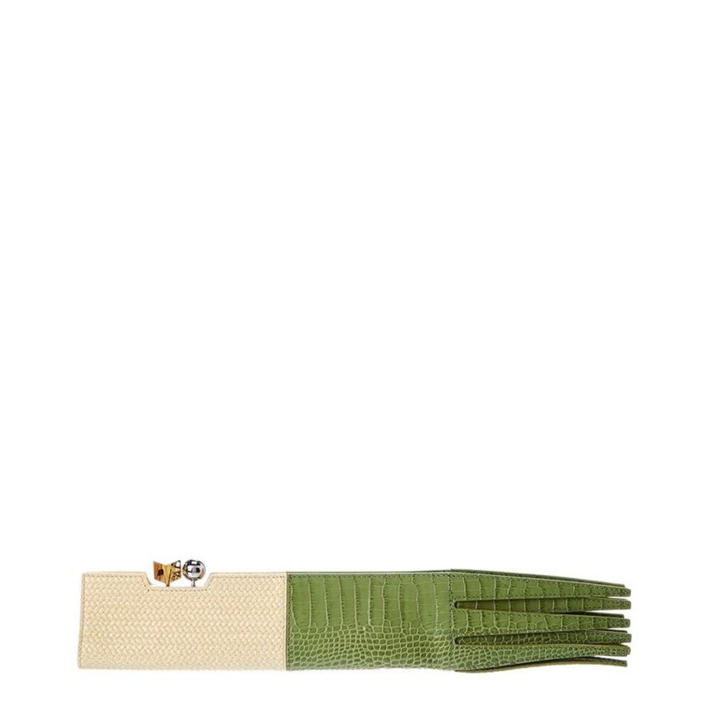 Jacquemus Poireau Leather Clutch, Green